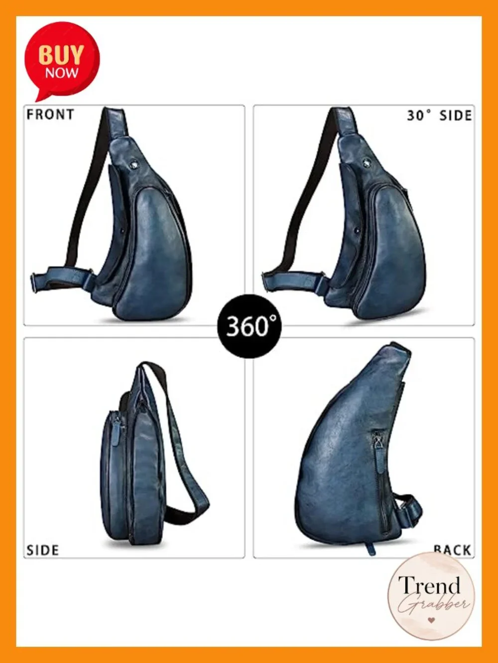 Genuine Leather Sling Bag Retro Crossbody Backpack Handmade Chest Purse Daypack